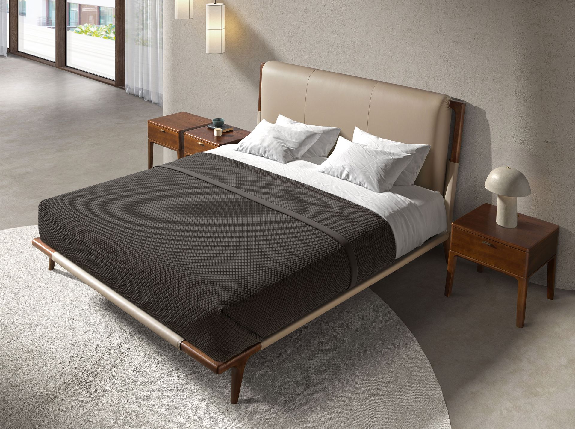 Cama polipiel color visón Cama polipiel color visón
