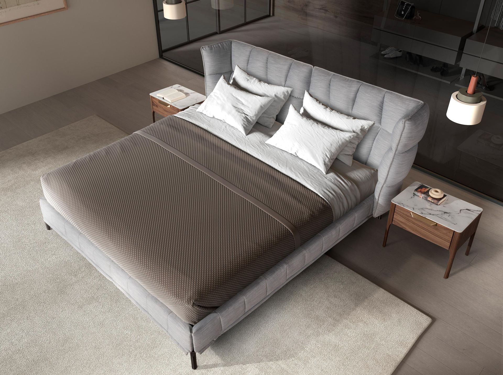 Cama tela color gris azulado claro Cama tela color gris azulado claro