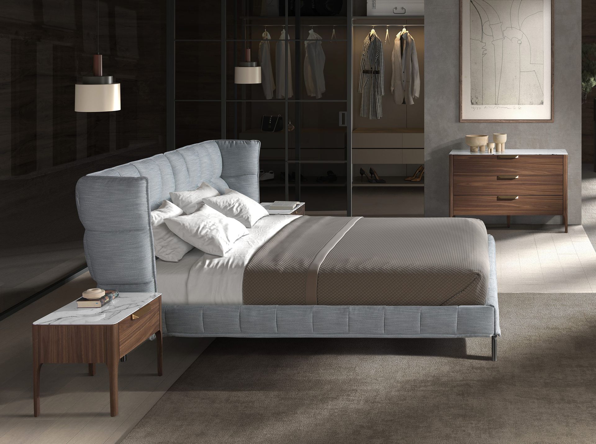 Cama tela color gris azulado claro Cama tela color gris azulado claro