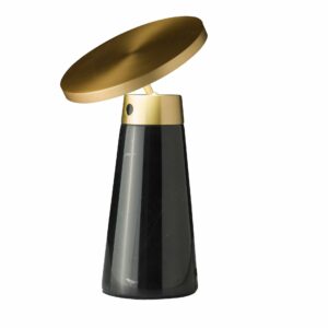 Lámpara de sobremesa mármol negro y acero dorado