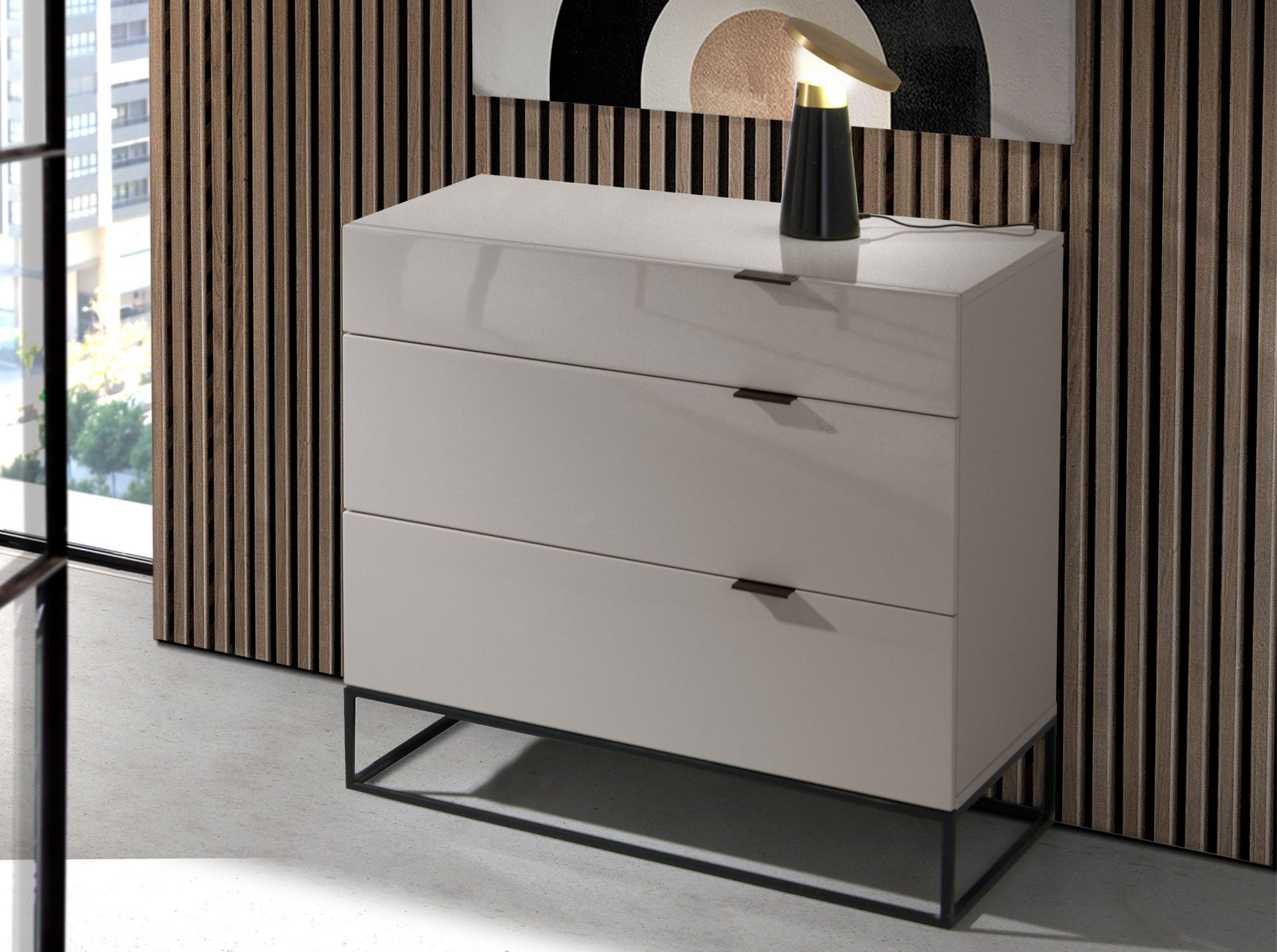 Lámpara de sobremesa mármol negro y acero dorado Lámpara de sobremesa mármol negro y acero dorado