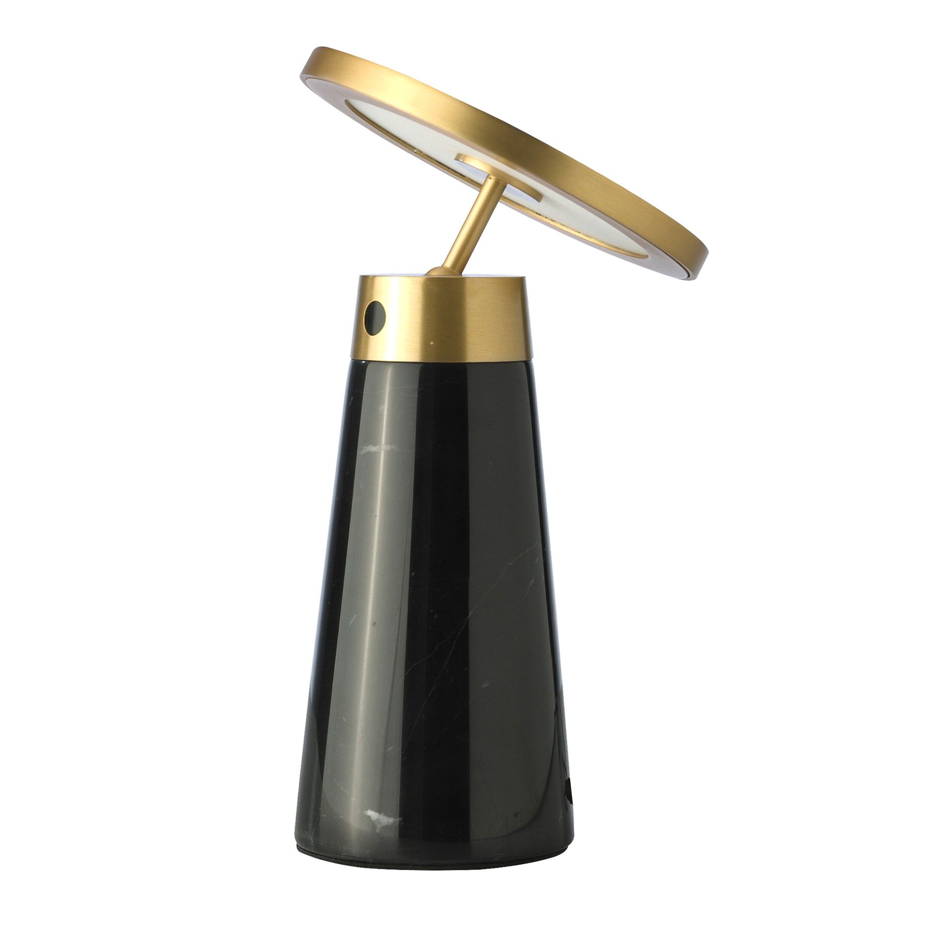 Lámpara de sobremesa mármol negro y acero dorado Lámpara de sobremesa mármol negro y acero dorado