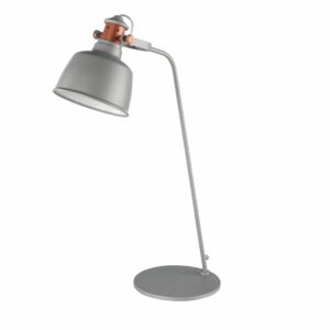 Lámpara de sobremesa acero gris y detalles bronce Lámpara de sobremesa acero gris y detalles bronce