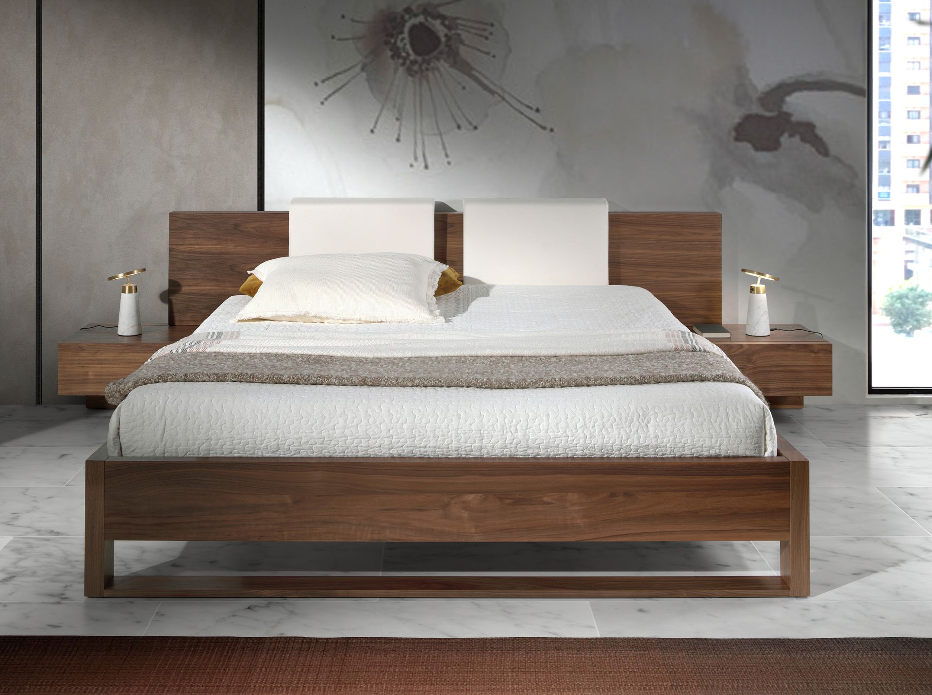 Lámpara de sobremesa mármol blanco y acero dorado Lámpara de sobremesa mármol blanco y acero dorado