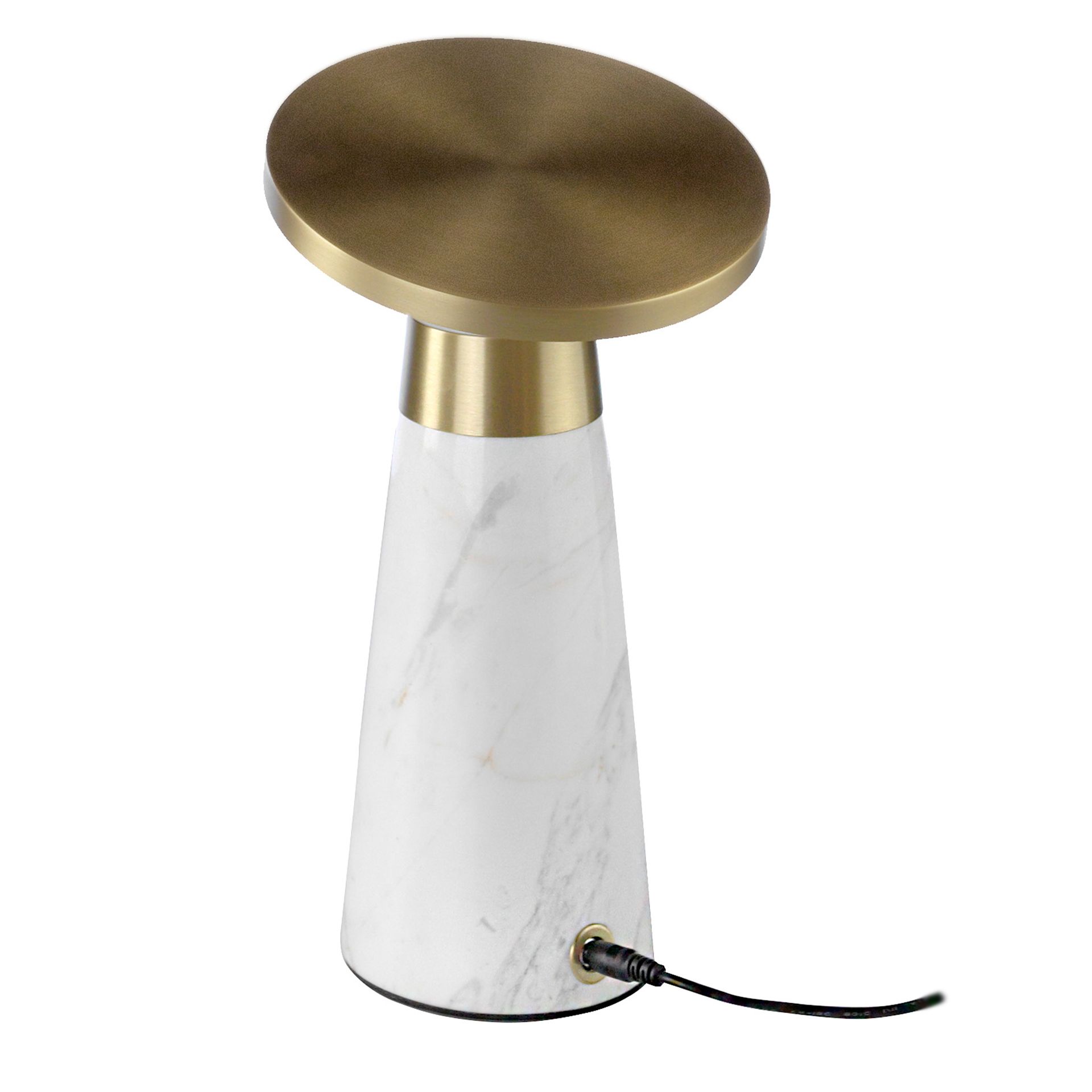 Lámpara de sobremesa mármol blanco y acero dorado Lámpara de sobremesa mármol blanco y acero dorado