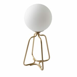 Lámpara de sobremesa acero dorado y cristal blanco Lámpara de sobremesa acero dorado y cristal blanco