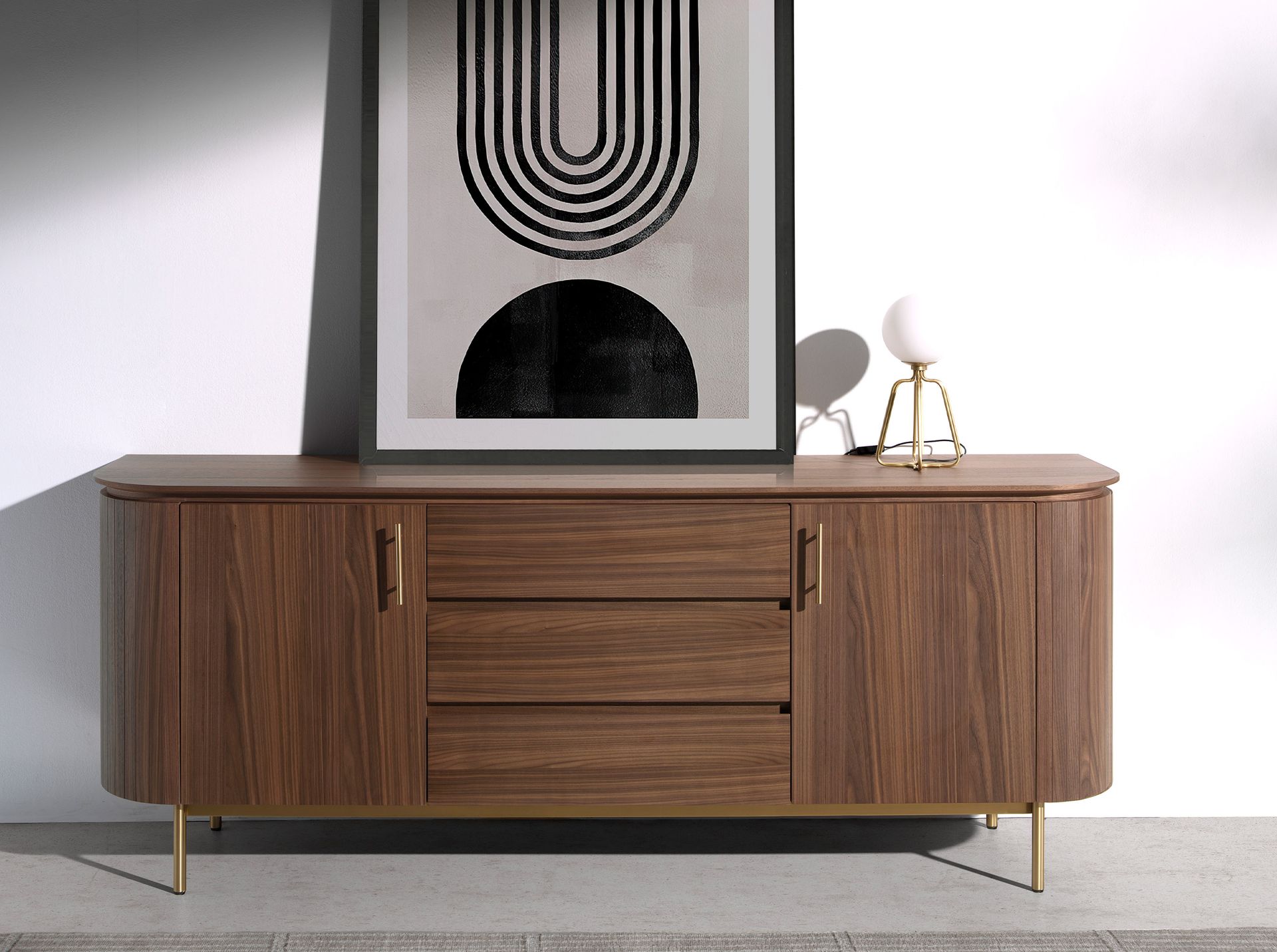 Lámpara de sobremesa acero dorado y cristal blanco Lámpara de sobremesa acero dorado y cristal blanco