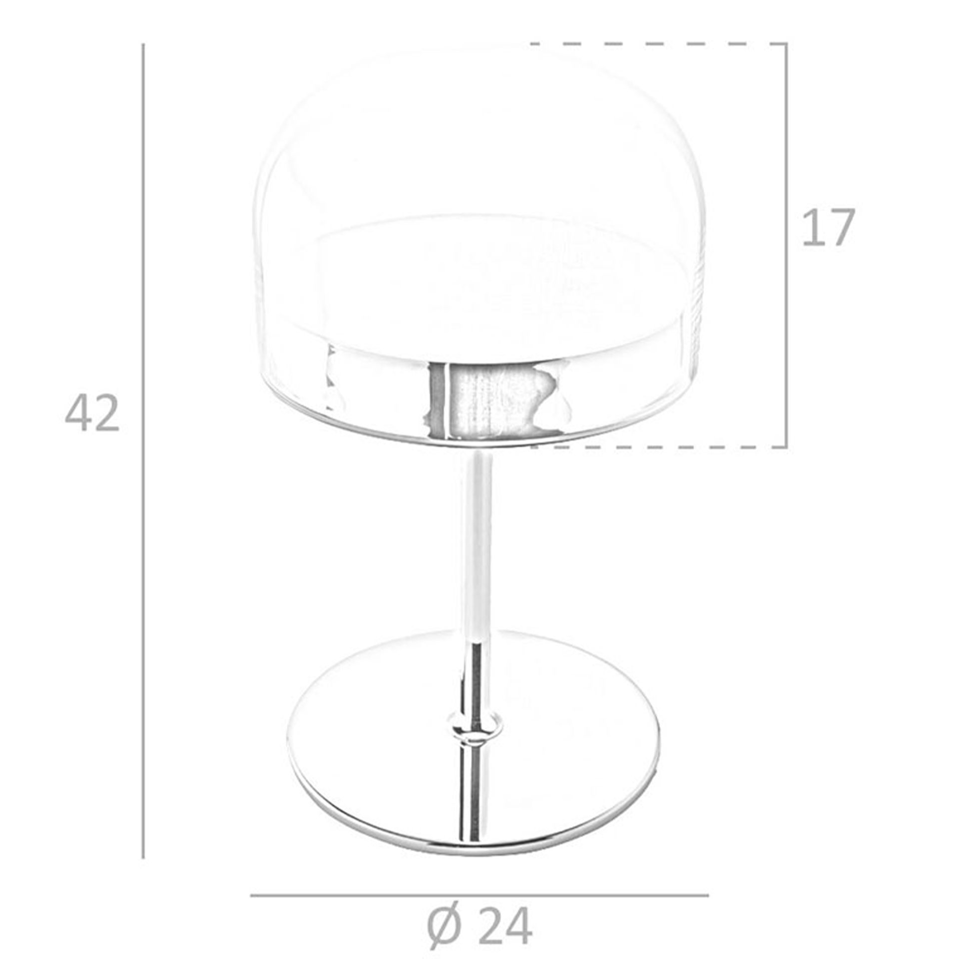 Lámpara de sobremesa en acero y cristal transparente Lámpara de sobremesa en acero y cristal transparente