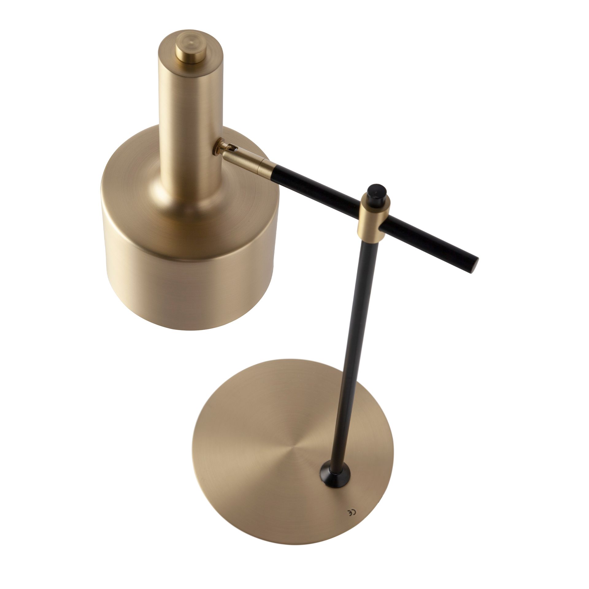 Lámpara de sobremesa aluminio dorado y acero negro Lámpara de sobremesa aluminio dorado y acero negro