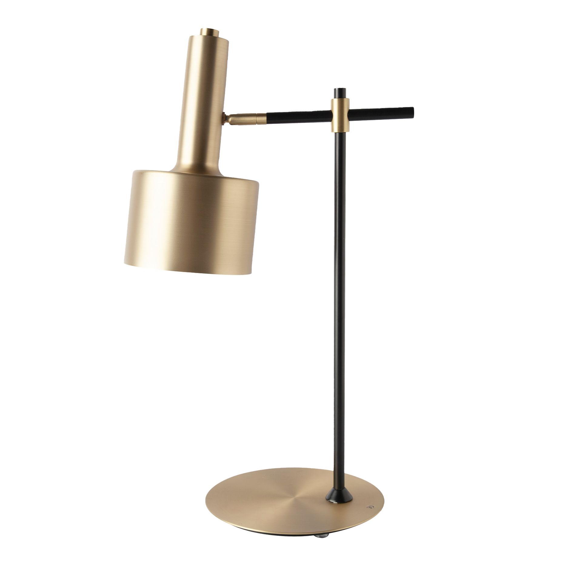 Lámpara de sobremesa aluminio dorado y acero negro Lámpara de sobremesa aluminio dorado y acero negro