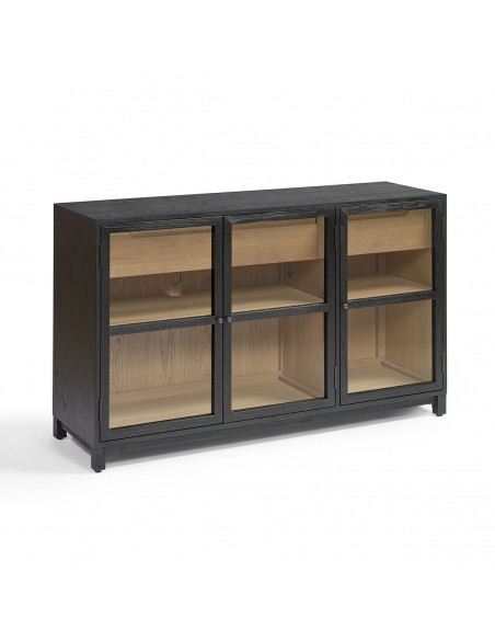Aparador roble oscuro interior natural puerta cristal 150 Aparador roble oscuro interior natural puerta cristal 150