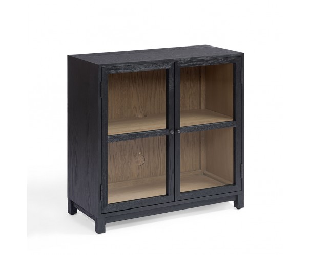 Aparador dos puertas roble oscuro e interior natural Aparador dos puertas roble oscuro e interior natural