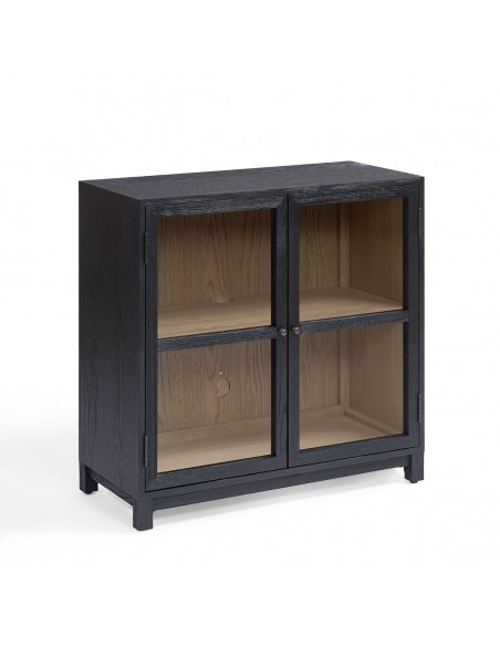 Aparador dos puertas roble oscuro e interior natural Aparador dos puertas roble oscuro e interior natural