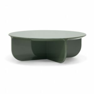 Mesa de centro redonda alto brilo verde oliva