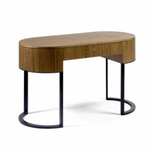 Consola madera roble efecto alistonada metal negro