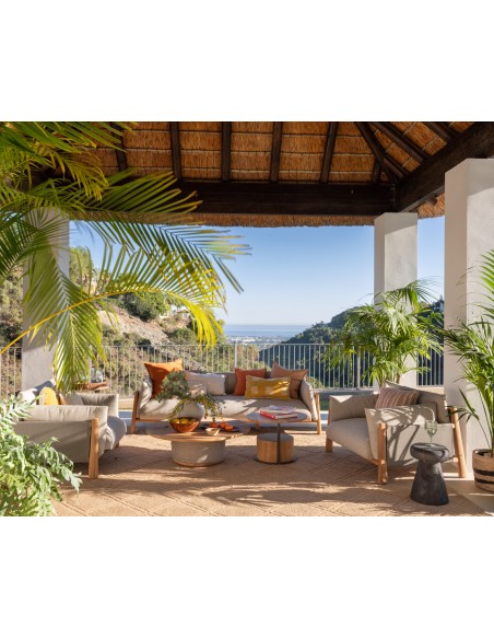 Mesa de centro redonda de teca maciza Mesa de centro redonda de teca maciza