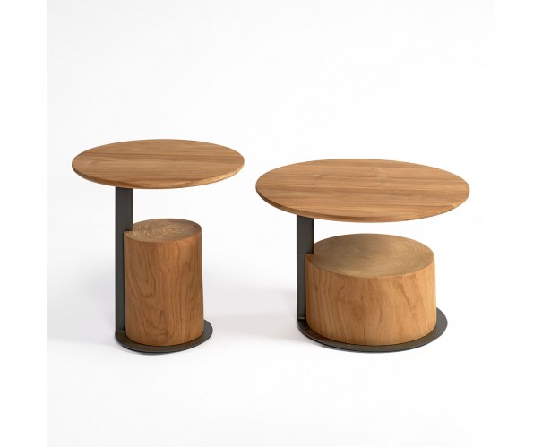 Mesa de centro redonda de teca maciza Mesa de centro redonda de teca maciza