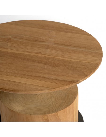 Mesa de centro redonda de teca maciza Mesa de centro redonda de teca maciza
