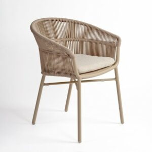 Silla de comedor exterior cuerda y asiento arena