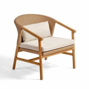 Sillón bajo de teca natural y resina