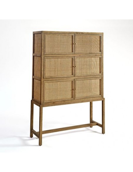 Armario de 6 puertas roble natural y puertas de rejilla Armario de 6 puertas roble natural y puertas de rejilla