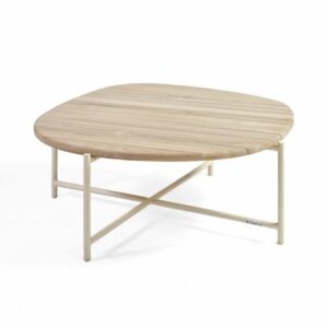 Mesa de centro de teca envejecida y aluminio blanco