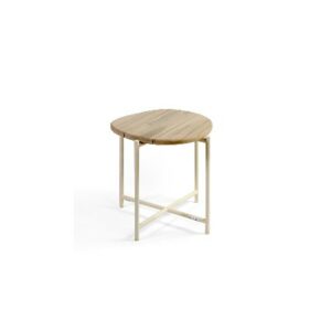 Mesa auxiliar de teca envejecida y aluminio blanco