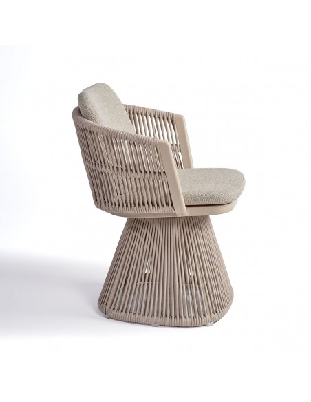 Sillón de comedor para exterior cuerda y tapizado arena Sillón de comedor para exterior cuerda y tapizado arena