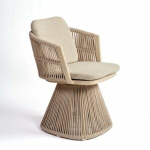 Sillón de comedor para exterior cuerda y tapizado arena