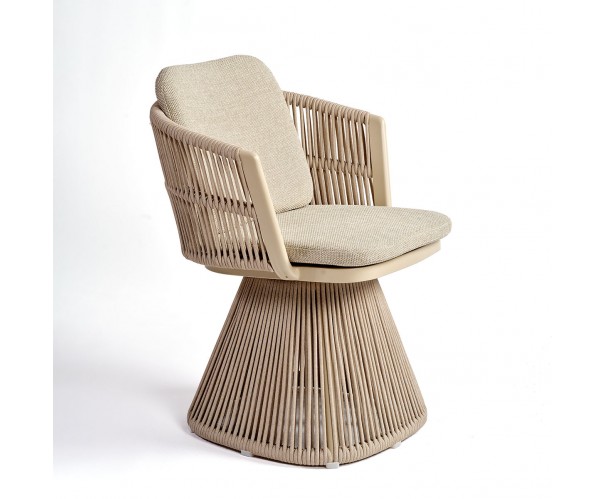 Sillón de comedor para exterior cuerda y tapizado arena Sillón de comedor para exterior cuerda y tapizado arena