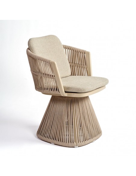 Sillón de comedor para exterior cuerda y tapizado arena Sillón de comedor para exterior cuerda y tapizado arena