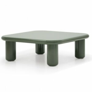 Mesa de centro cuadrada verde oliva alto brillo
