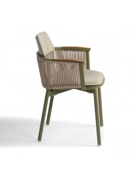 Sillón de comedor con brazo verde oliva y arena Sillón de comedor con brazo verde oliva y arena