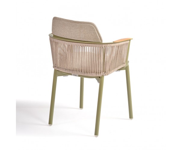Sillón de comedor con brazo verde oliva y arena Sillón de comedor con brazo verde oliva y arena