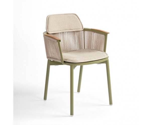 Sillón de comedor con brazo verde oliva y arena Sillón de comedor con brazo verde oliva y arena