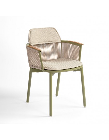 Sillón de comedor con brazo verde oliva y arena Sillón de comedor con brazo verde oliva y arena