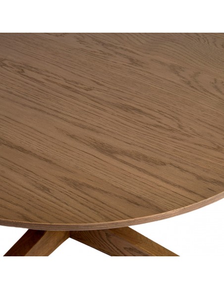 Mesa de centro redonda de roble con pata central Mesa de centro redonda de roble con pata central