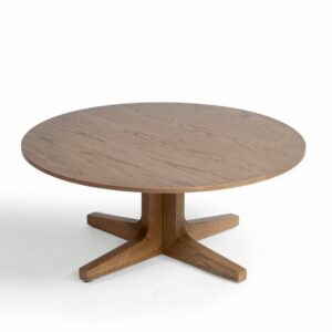 Mesa de centro redonda de roble con pata central Mesa de centro redonda de roble con pata central