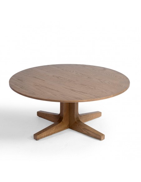 Mesa de centro redonda de roble con pata central Mesa de centro redonda de roble con pata central