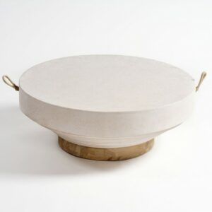 Mesa de centro de exterior color cemento blanco y teca 80cm Mesa de centro de exterior color cemento blanco y teca 80cm