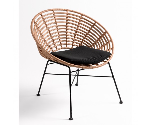 Sillón redondo ratán con pata negra Sillón redondo ratán con pata negra - Imagen 4