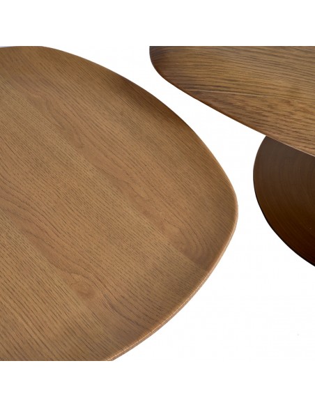 Set mesas de centro roble natural y pata dorada Set mesas de centro roble natural y pata dorada