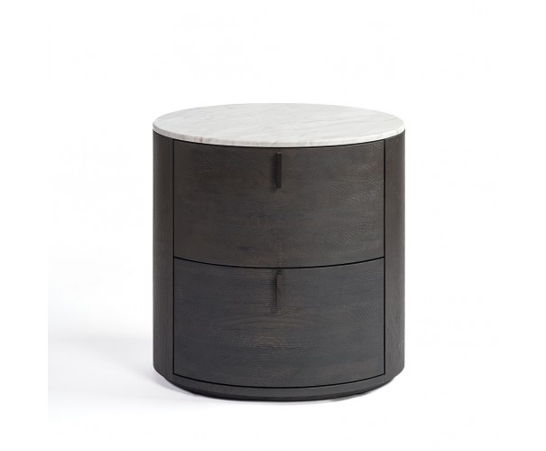 Mesita de noche ovalada roble black-brown y piedra Mesita de noche ovalada roble black-brown y piedra