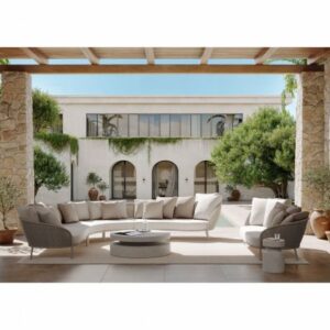 Sofá trenzado en blanco grisáceo. Sofá trenzado en blanco grisáceo.