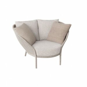 Sillón trenzado en blanco grisáceo. Sillón trenzado en blanco grisáceo.