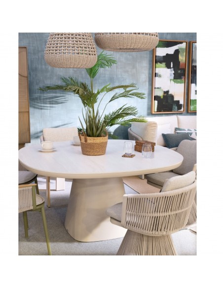 Mesa de comedor arena y sobre cerámico blanco 150 Mesa de comedor arena y sobre cerámico blanco 150