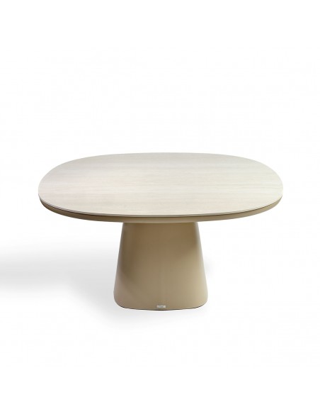 Mesa de comedor arena y sobre cerámico blanco 150 Mesa de comedor arena y sobre cerámico blanco 150