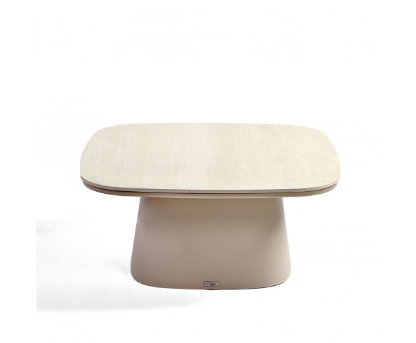 Mesa de centro arena y sobre de cerámica blanco Mesa de centro arena y sobre de cerámica blanco