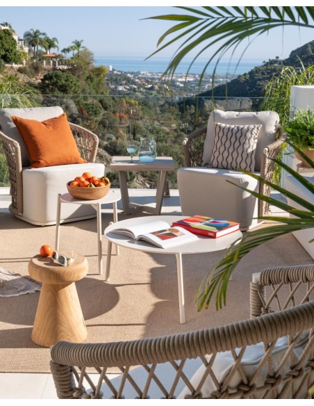 Mesa de centro mediana para exterior aluminio y cerámica Mesa de centro mediana para exterior aluminio y cerámica