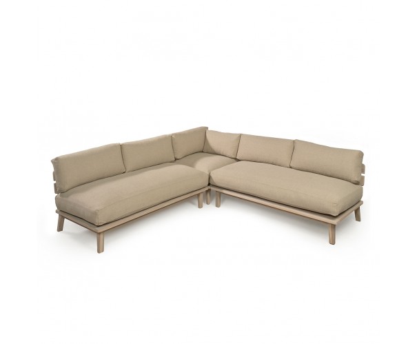 Sofá modular para exterior teca blanqueada y tapizado marfil Sofá modular para exterior teca blanqueada y tapizado marfil - Imagen 4